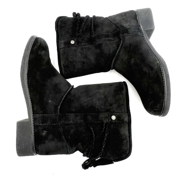 ABEO Blaine Black Suede Boot Shearling Tassel Size 8 - Picture 7 of 11